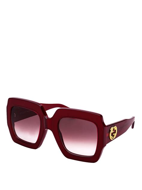 gucci 55mm square sunglasses red multi